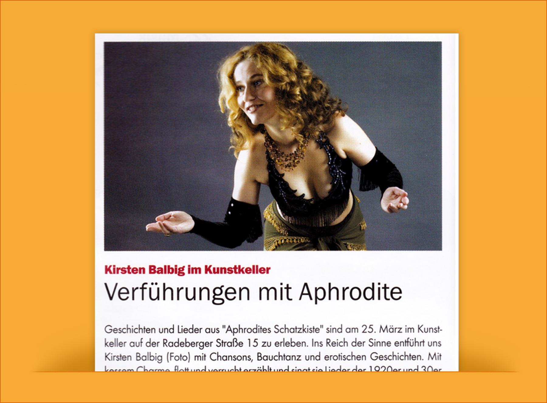 Presseartikel: Geschichten und Lieder aus „Aphrodites Schatzkiste