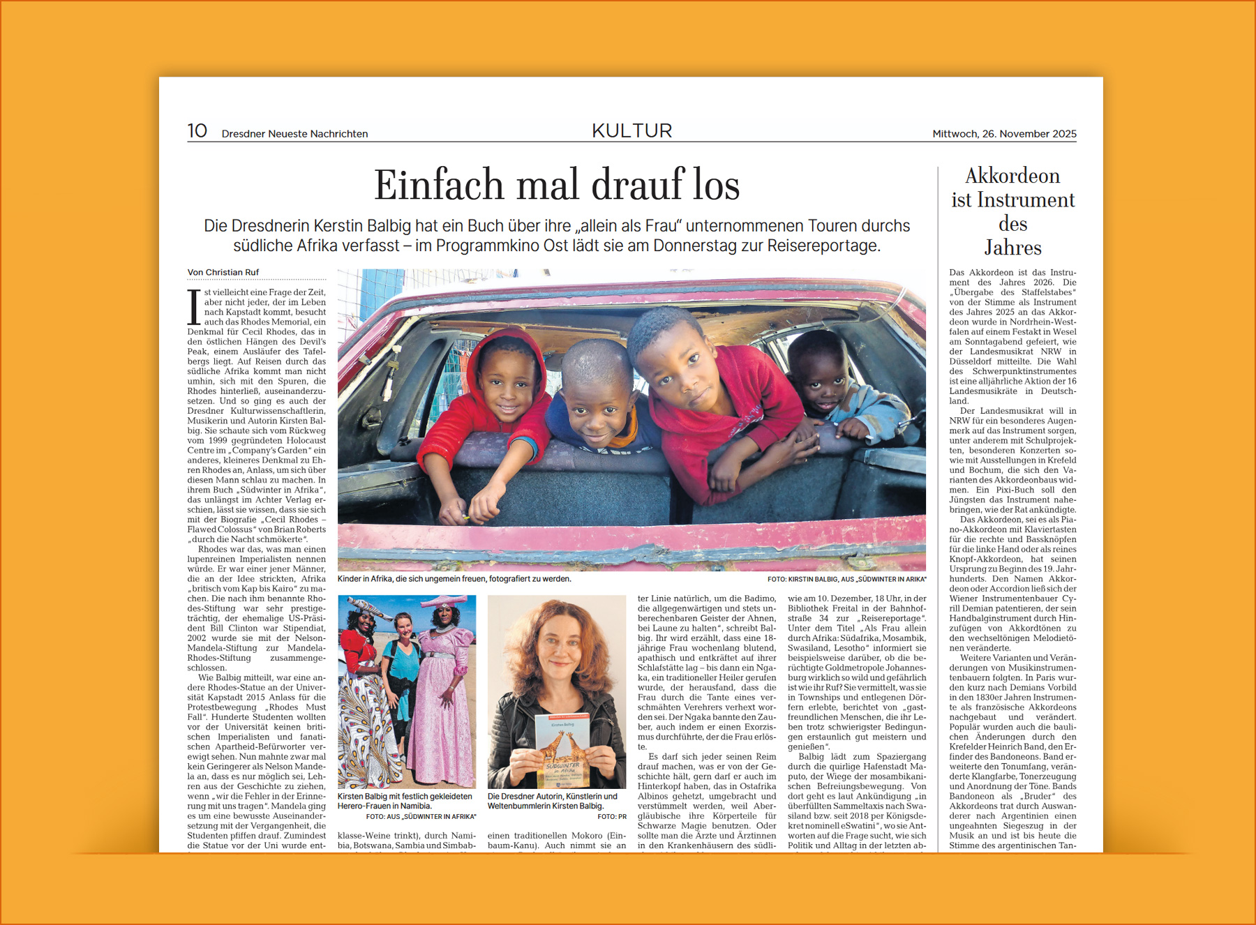 Presse: Als Frau alleine durch Afrika